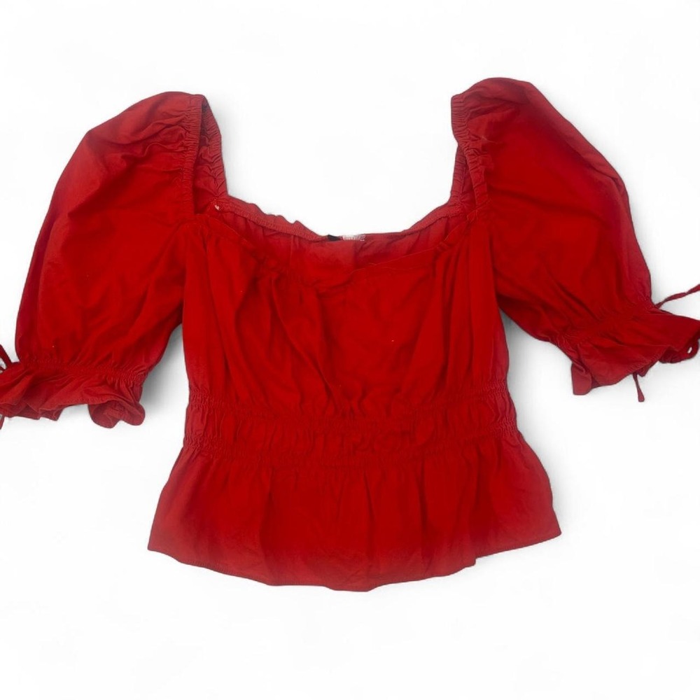 Orange cropped peasant top cottage‎ core